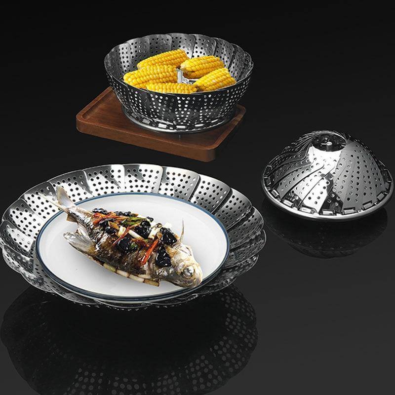 Vegetable Folding Stainless Steel Steaming Rack - Image 3