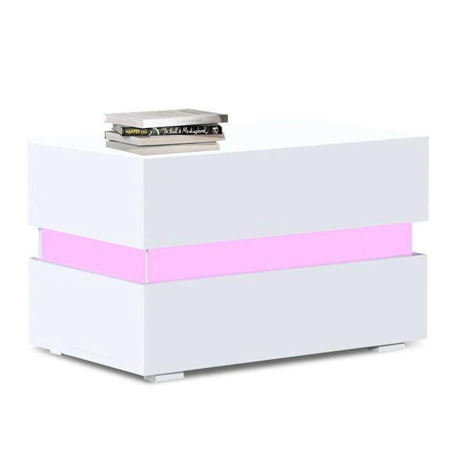 Modern Luxury LED Light Nightstand with Drawers - Image 2