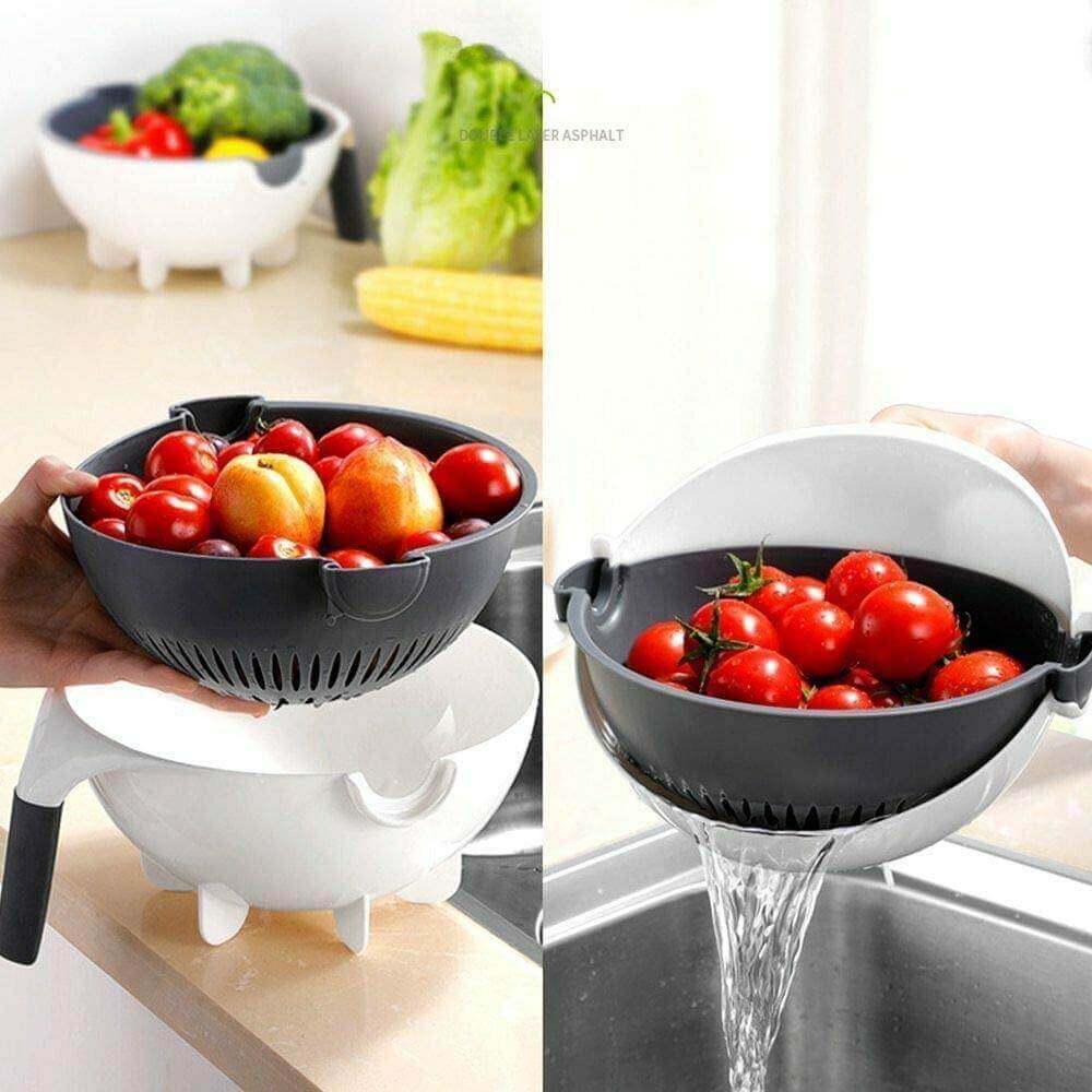 Multifunctional Rotate Vegetable Cutter With Drain Basket - Image 3