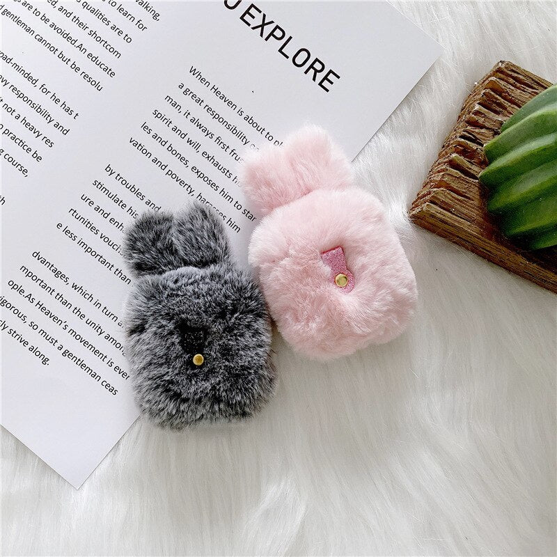 Cute Rabbit Ears Plush AirPods Case - Image 2