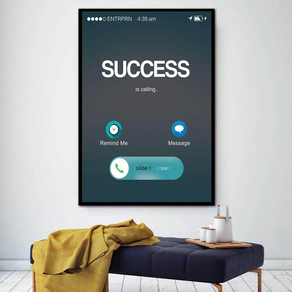 Success Is Calling Canvas Motivational Painting Poster - Image 2