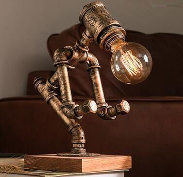 Robot Human Figures Iron Pipe Table Lamps - Image 2