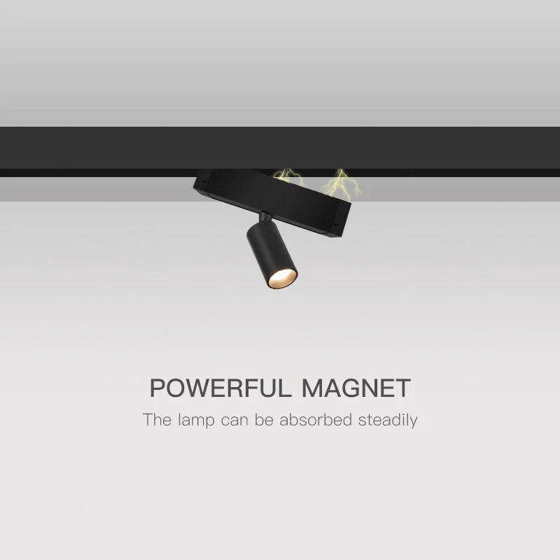 Wall-Mounted Black Continuous Magnetic Track System Light - Image 2