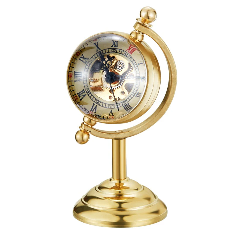 Mechanical Gold Spinning Globe Desk Clock - Image 2