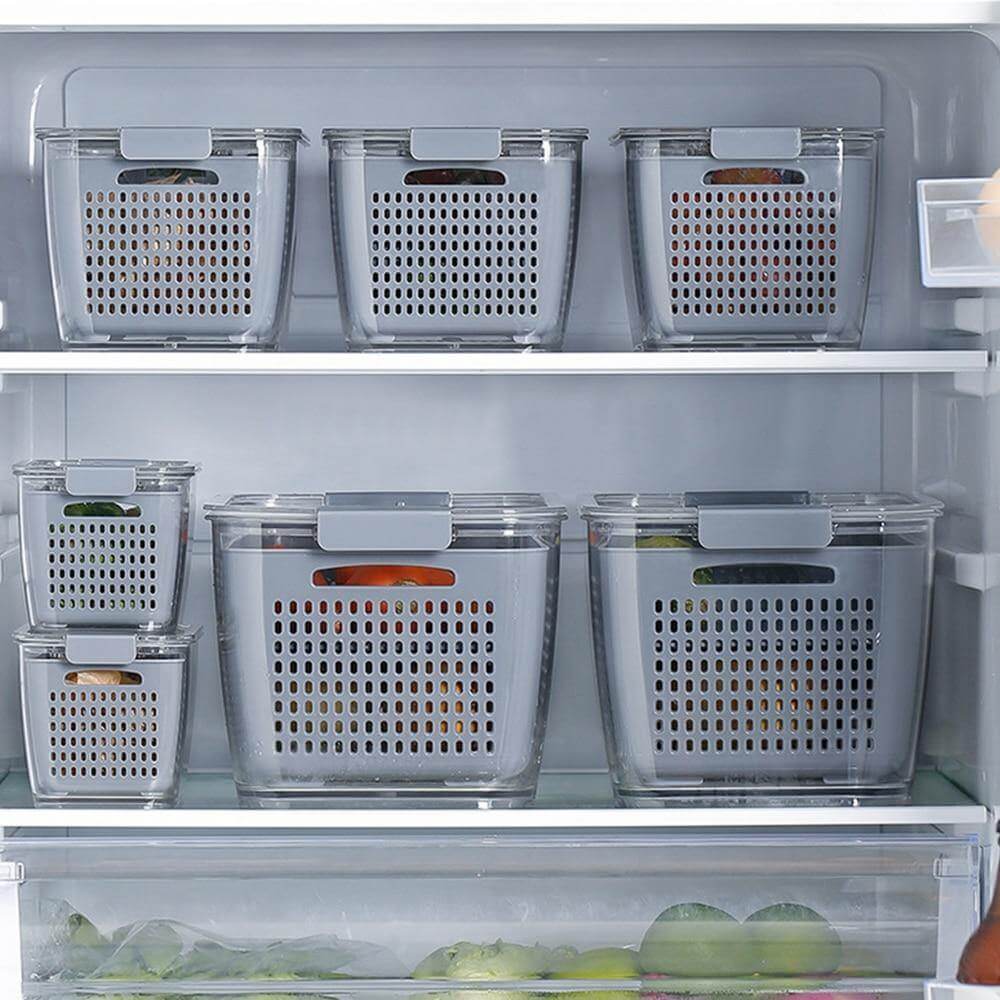 Multifunctional Vegetables & Fruit Fridge Drain Organizer Box with Lid - Image 3
