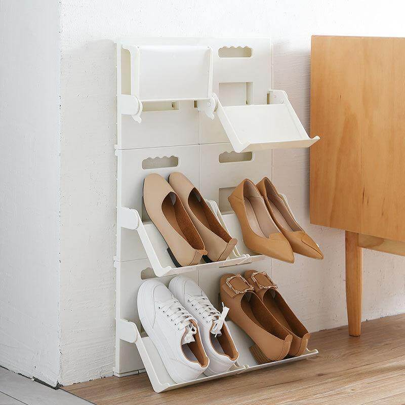 Hidden Folding Multifunctional Wall Shoe Organizer Rack - Image 1