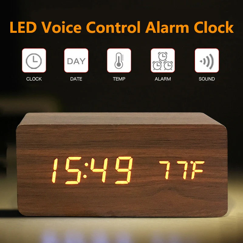 Nordic Digital Led Voice Control Alarm Clock - Image 2