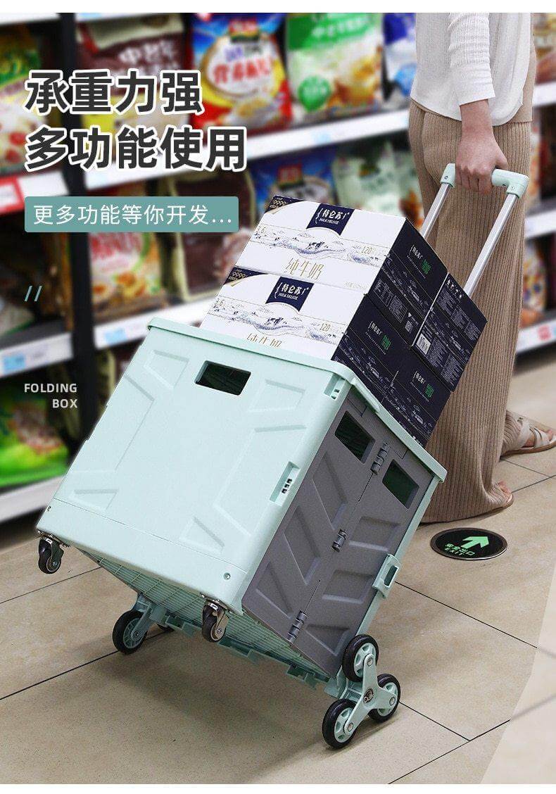 Foldable Portable Grocery Picnic Trolley Storage Cart Box - Image 2