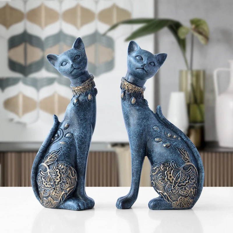 European Cute Resin Cat Figurines - Image 1