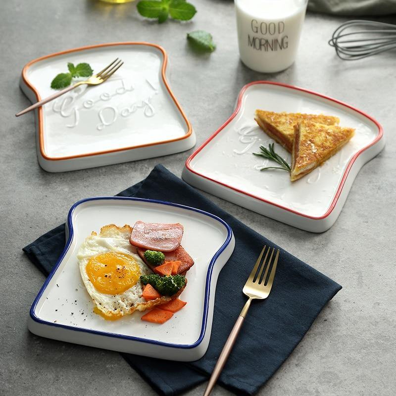 Ceramic Toast Breakfast Plate - Image 1