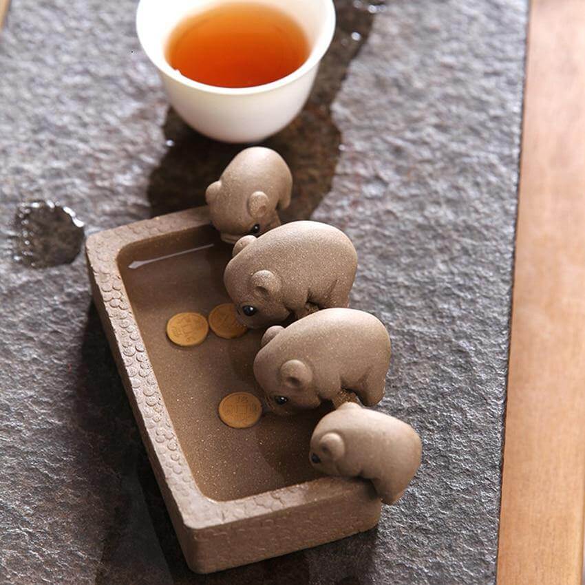 Four Little Pigs Tea Tray Kung Fu Decorative Ornaments - Image 3