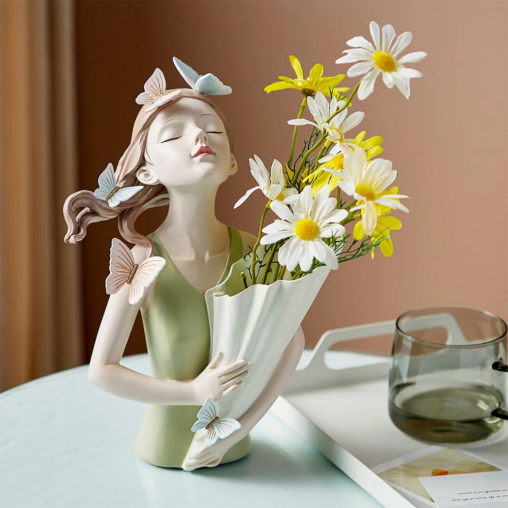 Butterfly Girl Resin Modern Vase - Image 1