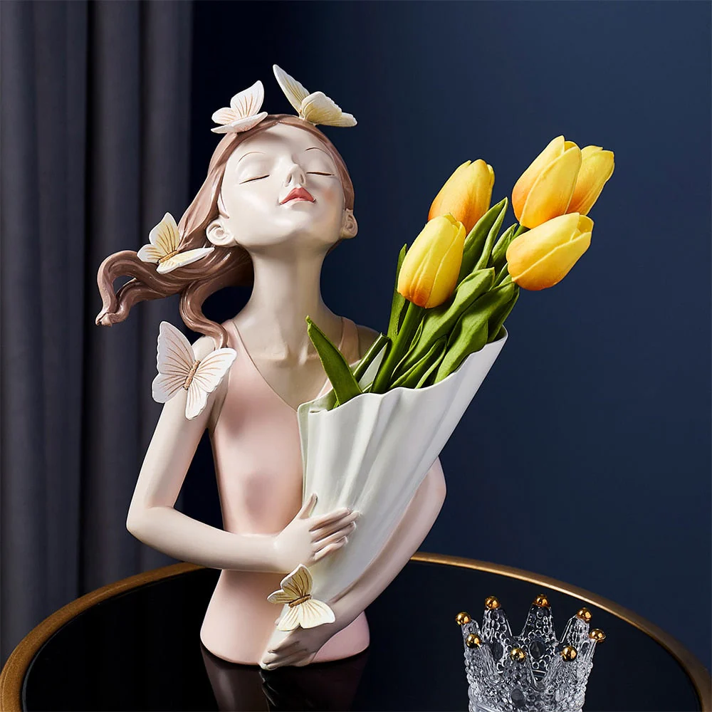 Butterfly Girl Resin Modern Vase - Image 2