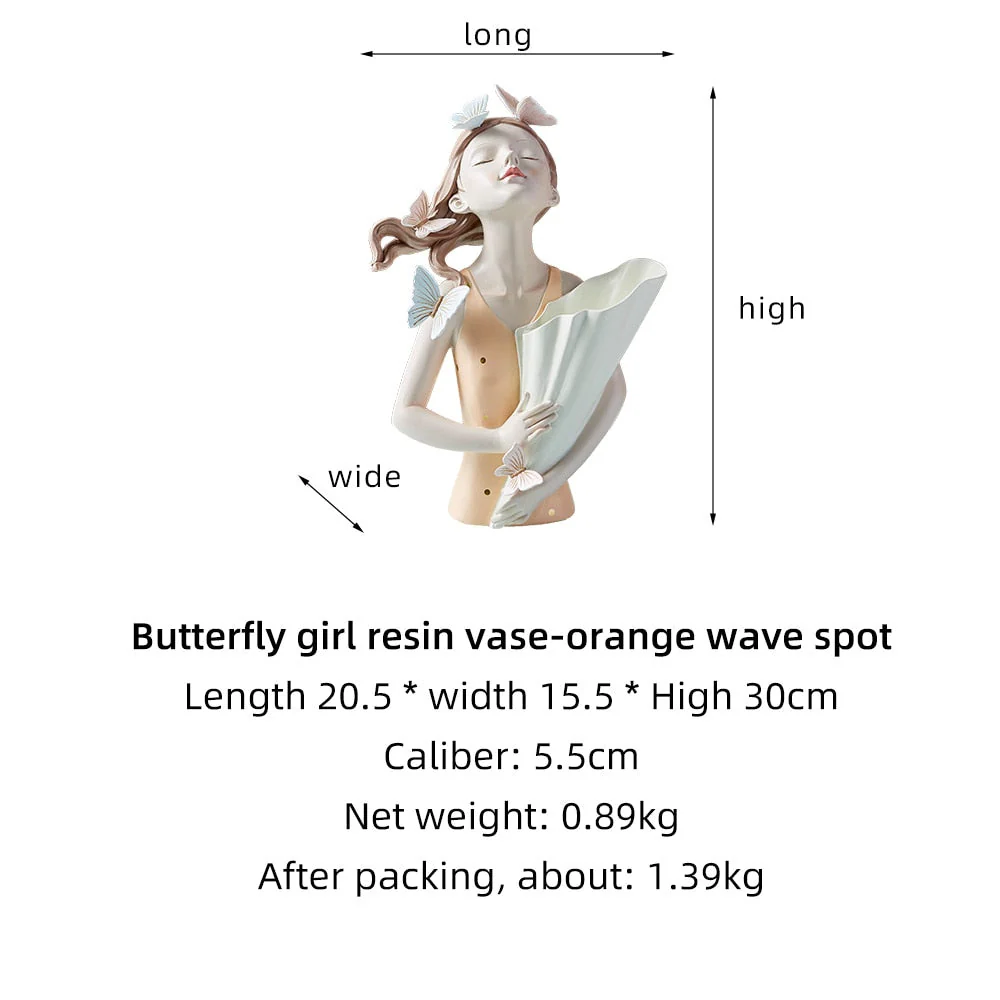 Butterfly Girl Resin Modern Vase - Image 3