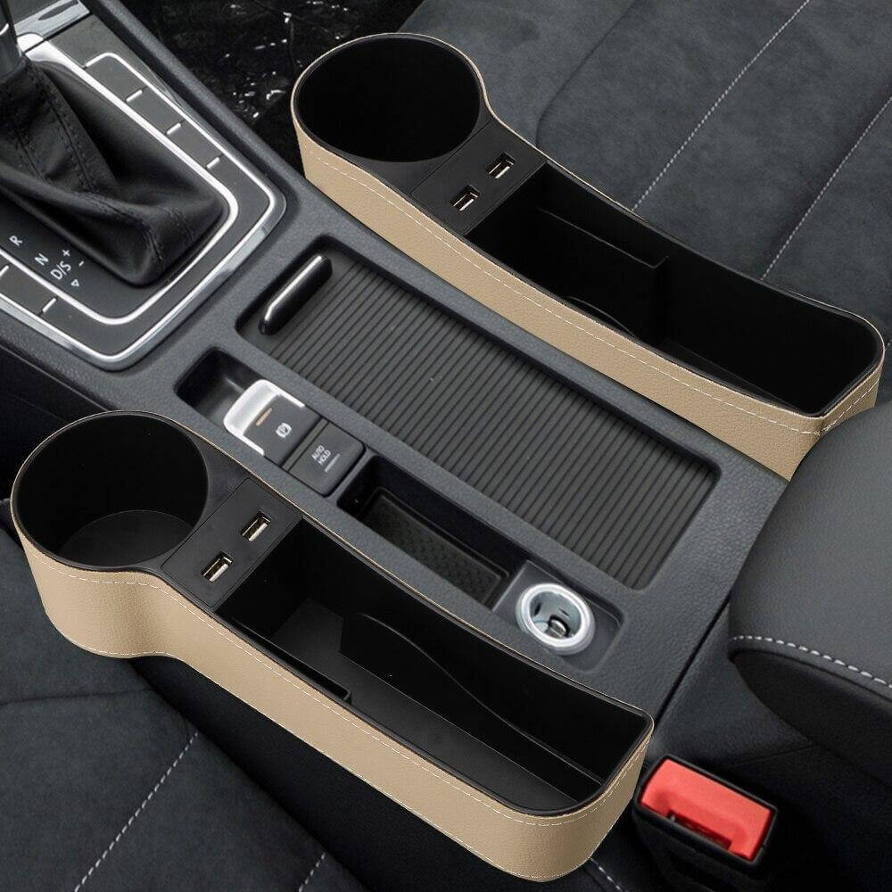 Leather USB Charger Car Seat Gap Organizer - Image 2