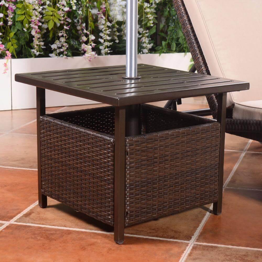 Brown Steel Side Table Outdoor Furniture - Image 2