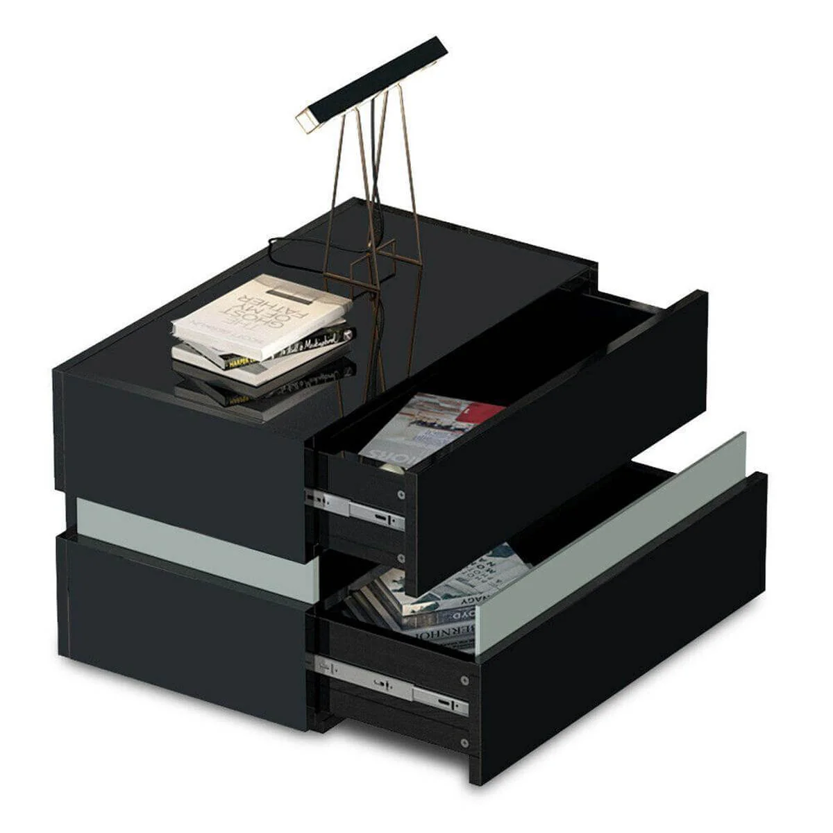 Modern Luxury LED Light Nightstand with Drawers - Image 3