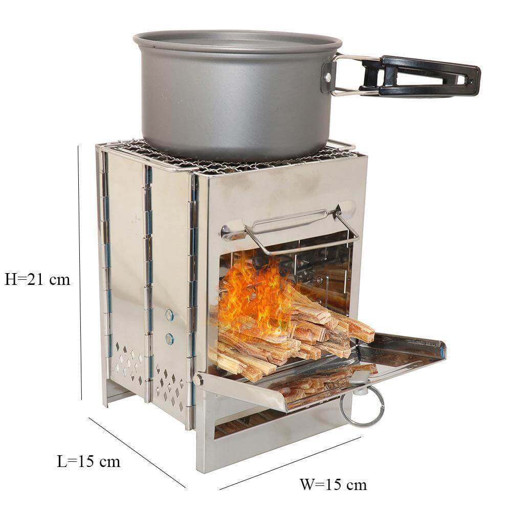 Outdoor Foldable Camping Stainless Steel Mini Charcoal Grill - Image 2