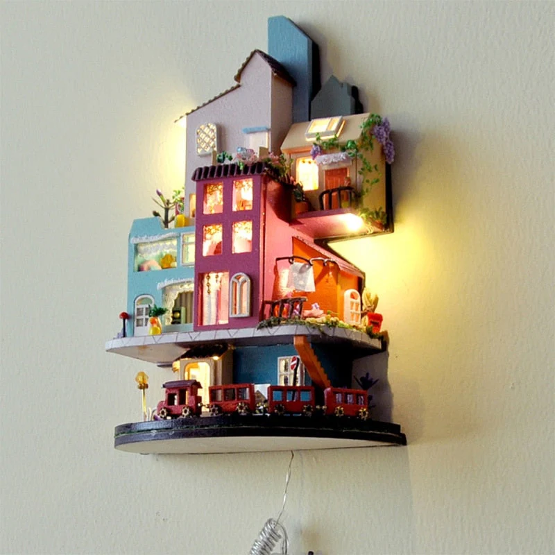 Handmade LED Romantic Town Wall Art - Image 1