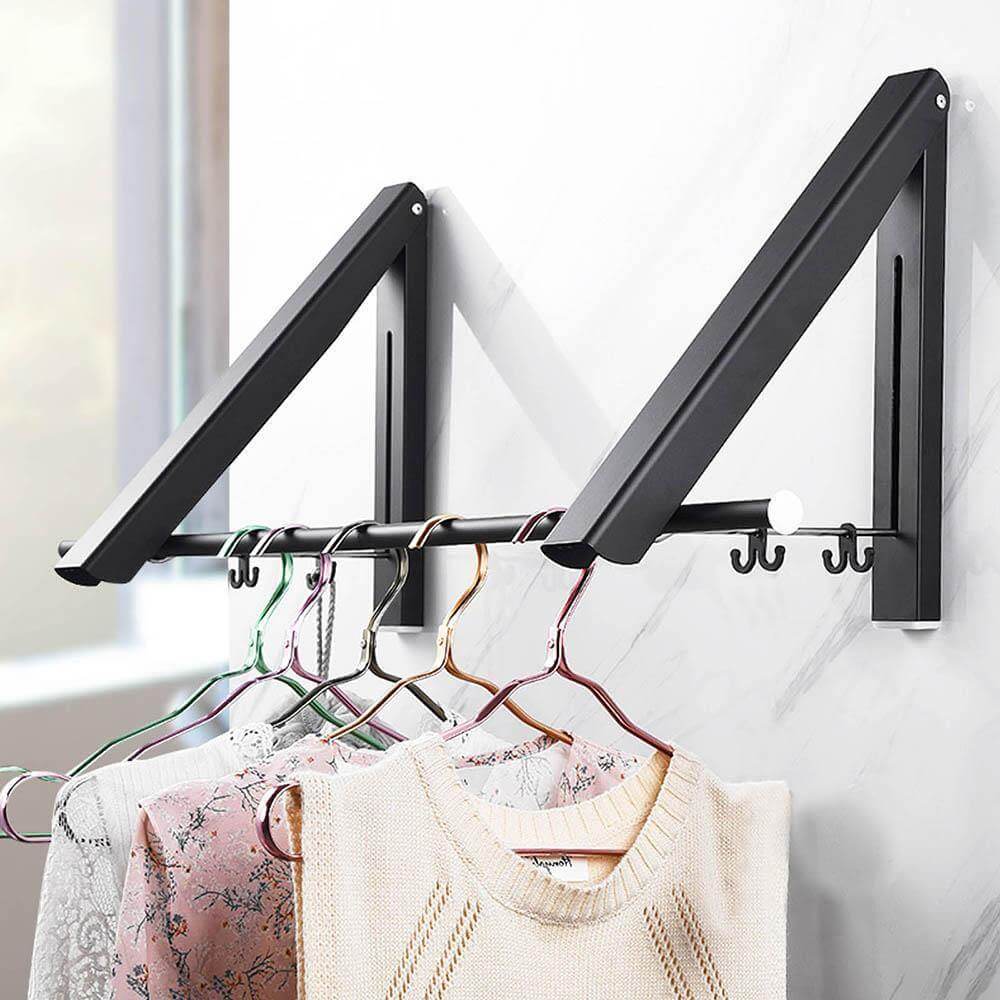 Wall Mounted Retractable Folding Clothes Rack - Image 2