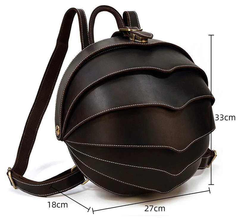 Handmade Leather Beetle Unisex Bag - Image 3