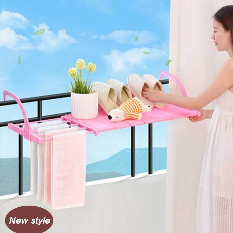 Balcony Foldable Clothes Hanging Drying Rack Organizer - Image 1