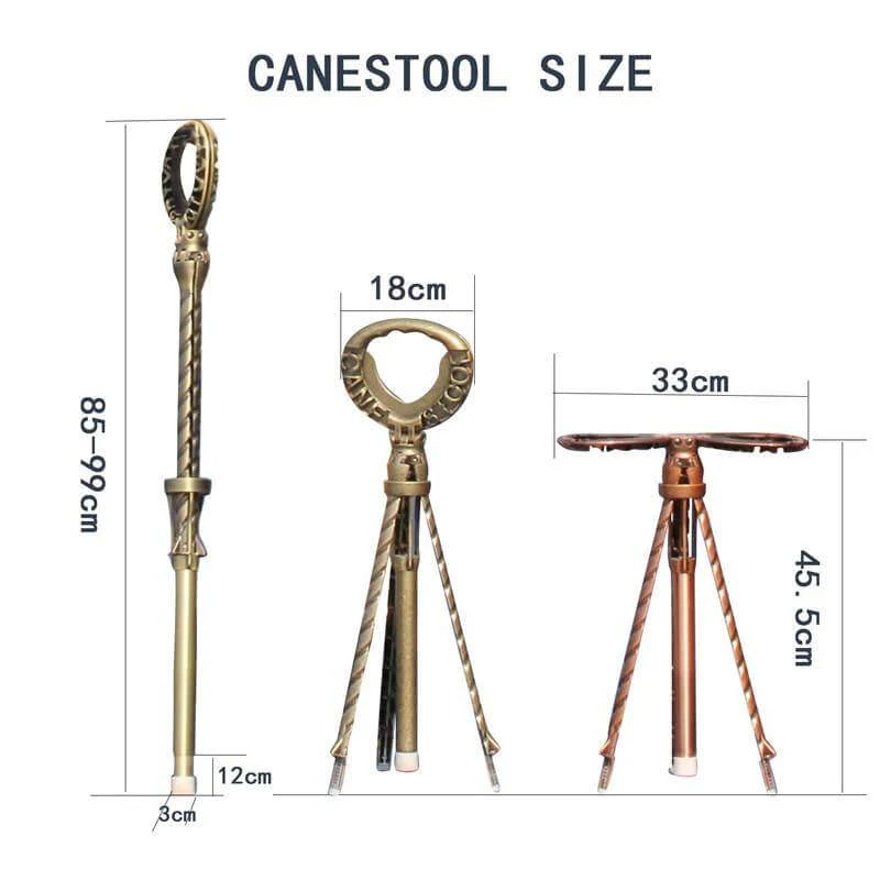 Outdoor Folding Two-in-one Walking Stick Stool - Image 3