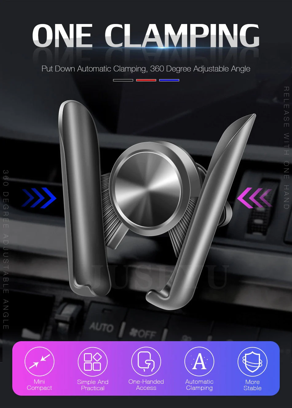 360 Rotating Car Air Vent Phone Holder - Image 2