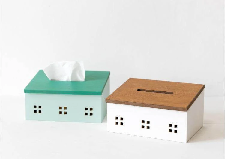 Wooden Nordic House Tissue Box - Image 3
