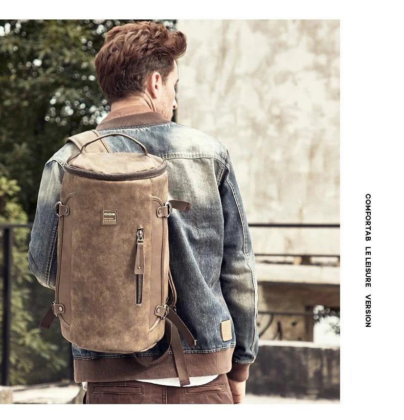 Leather Simple Style Vintage Men's Backpack - Image 3