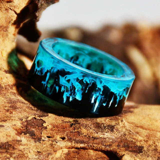 Magical Mountains Wooden Resin Ring - Image 3