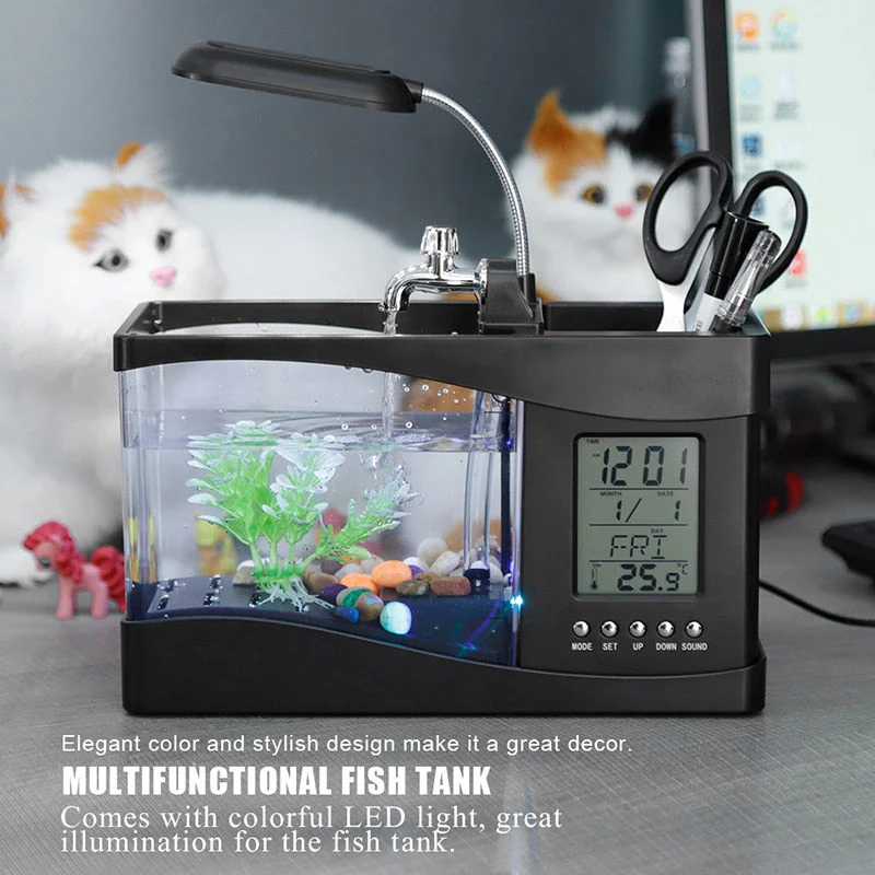 LCD Clock Mini Fish Tank Aquarium - Image 2