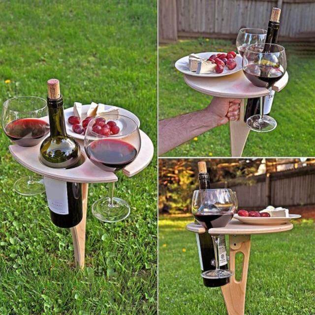 Outdoor Foldable Wood Wine Table - Image 2