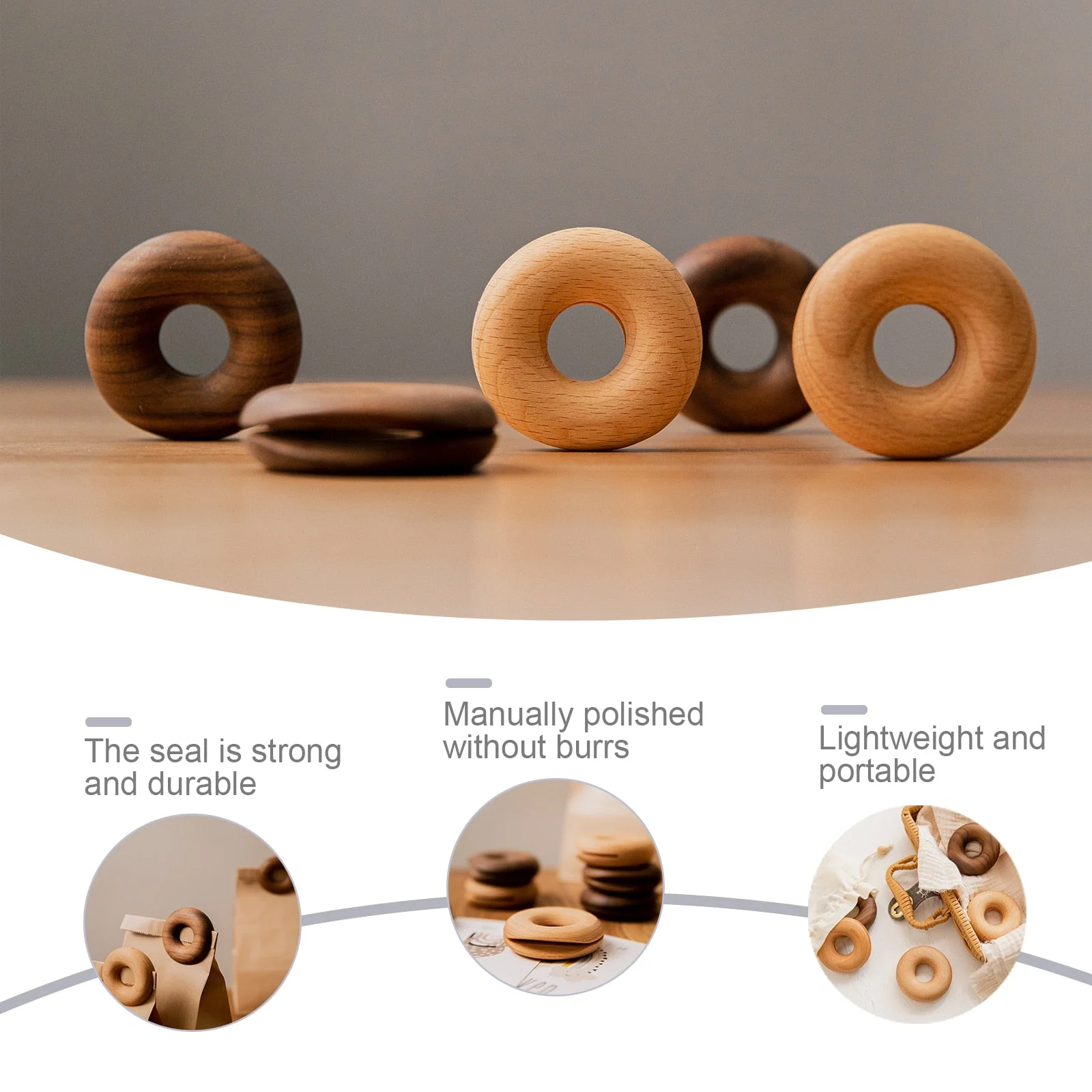 6Pcs Wooden Donut Seal Clips - Image 3
