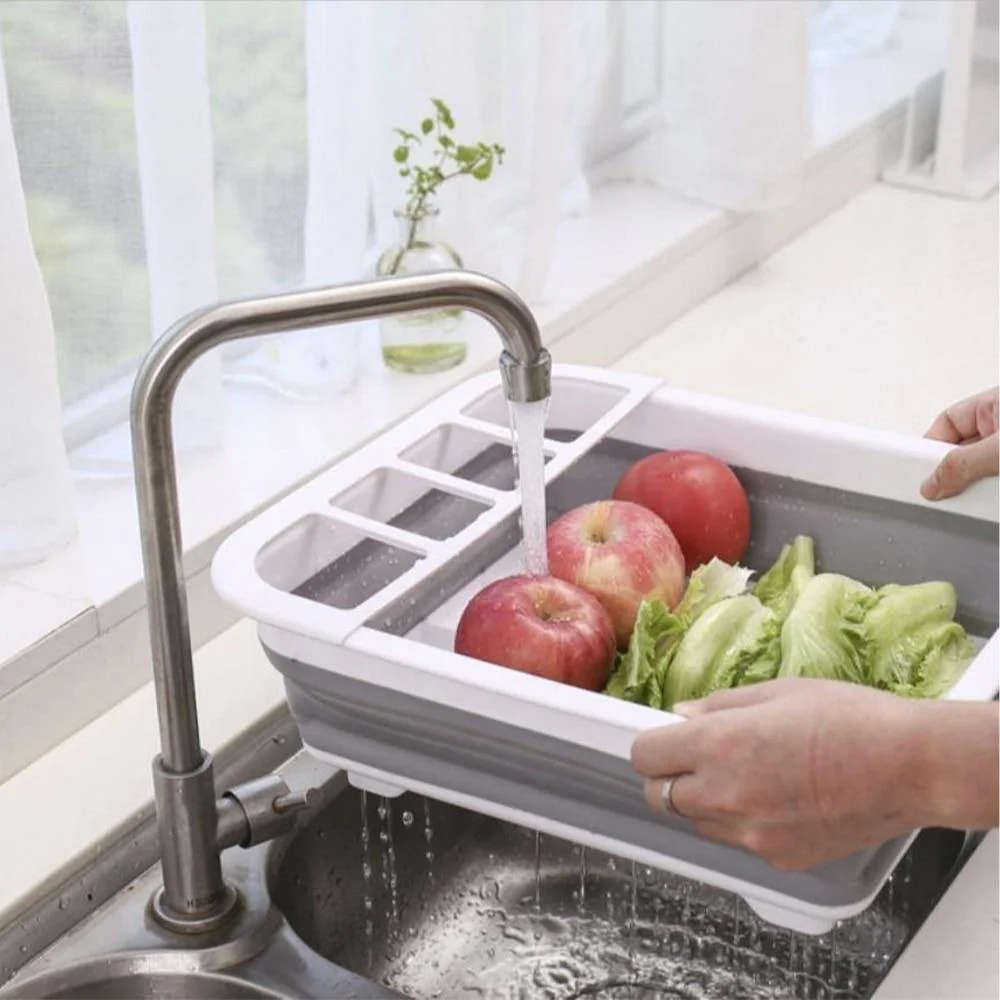 Foldable Kitchen Dish Drying Rack with Drainer - Image 3