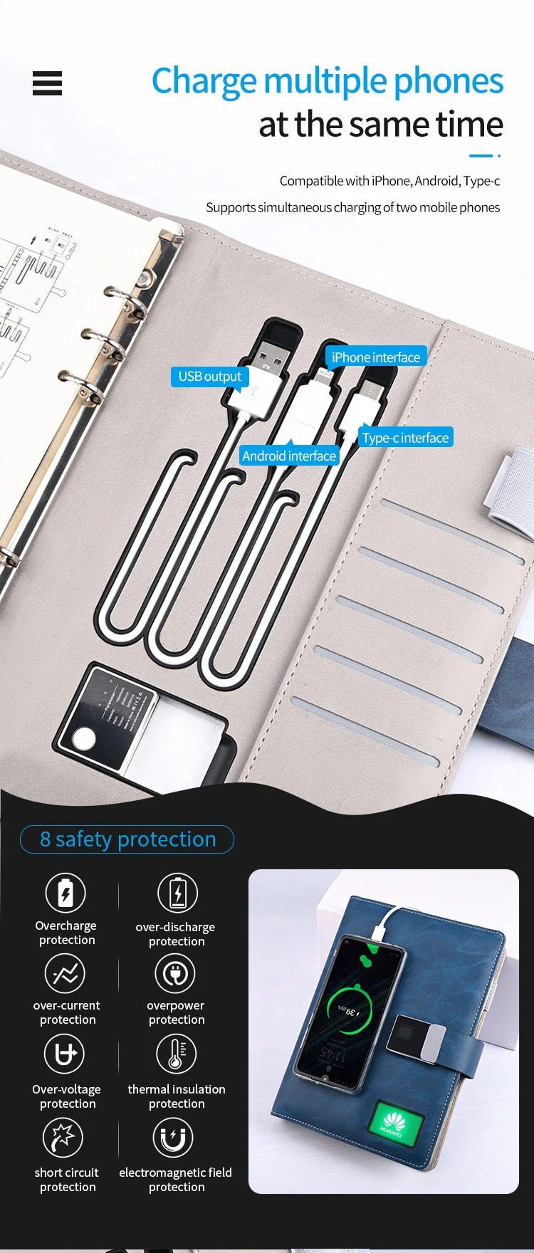 Smart Wireless Charging Business Notebook - Image 3