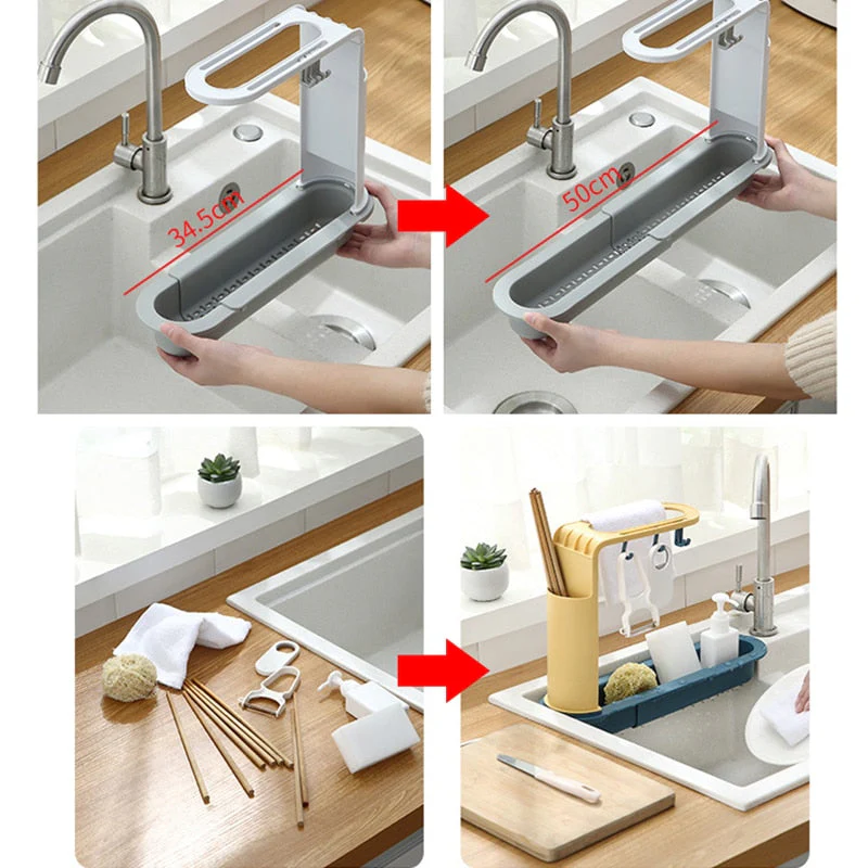 Adjustable Shelf Drain Rack Kitchen Organizer - Image 2