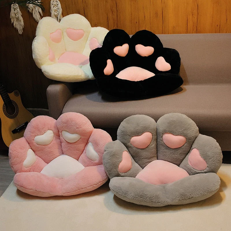 Colorful Cat Paw Plush Seat Cushion - Image 3