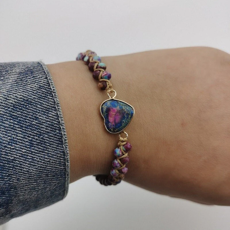 Bohemian Natural Stone Heart Bracelet - Image 2