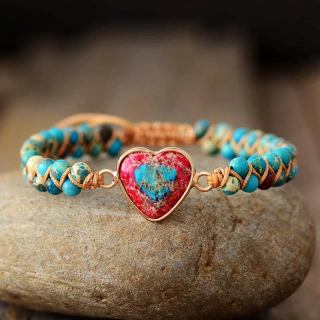 Bohemian Natural Stone Heart Bracelet - Image 3