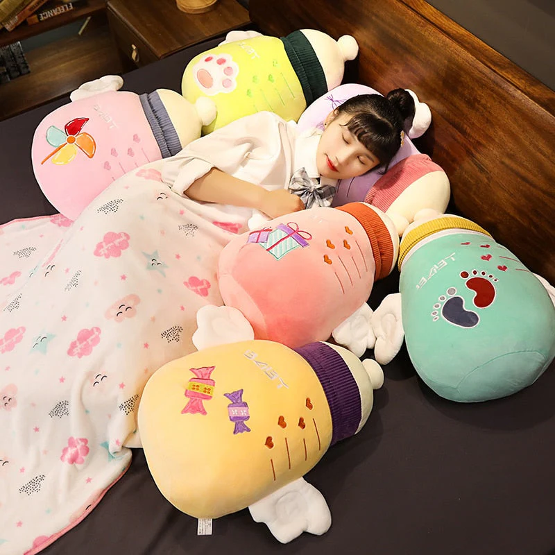 Colorful Cartoon Plush Cozy Pillow Blanket - Image 3