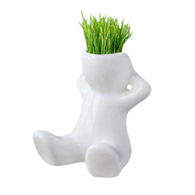 Ceramic Mini Grass Hair Pot - Image 3