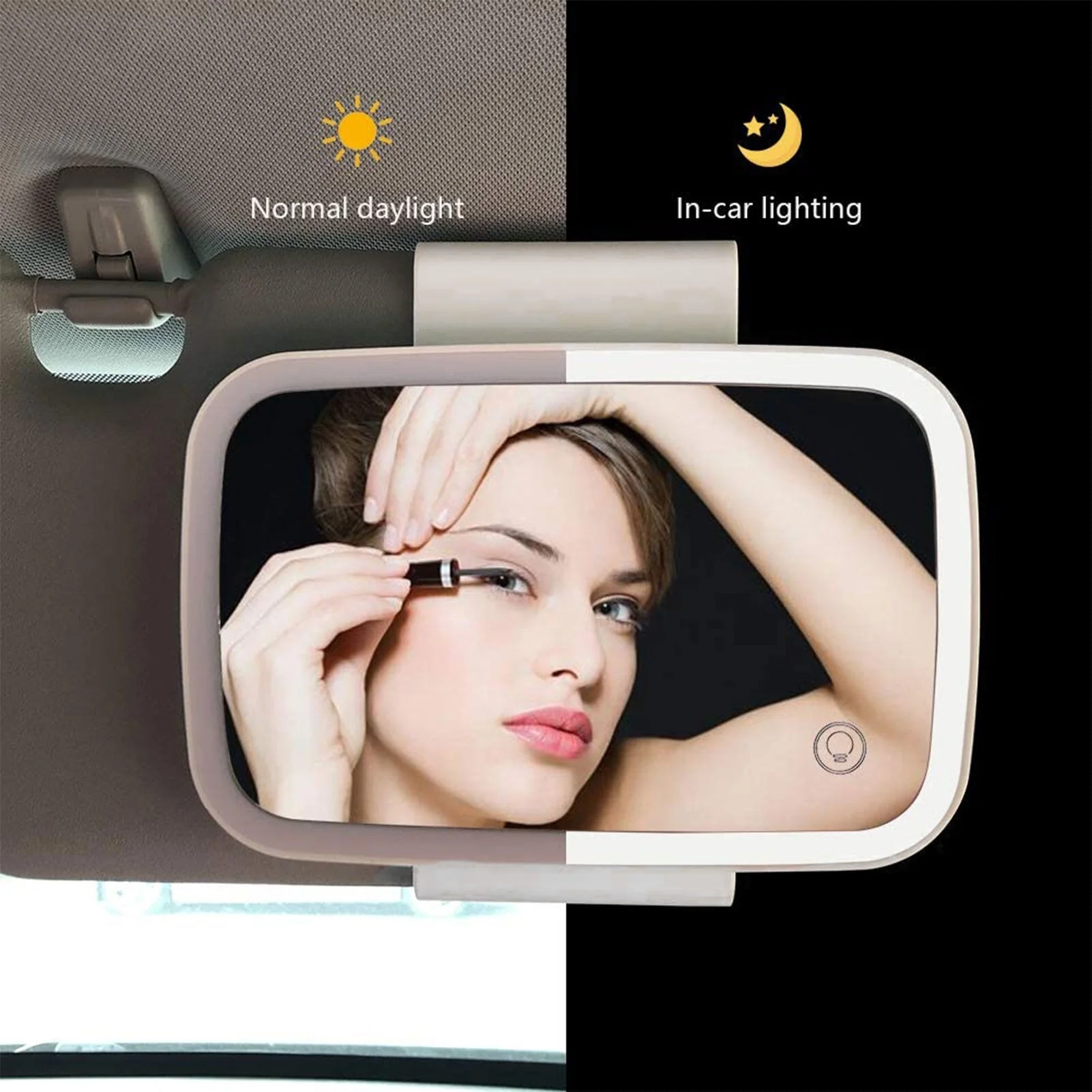 Universal LED Car Visor Makeup Mirror - Image 3