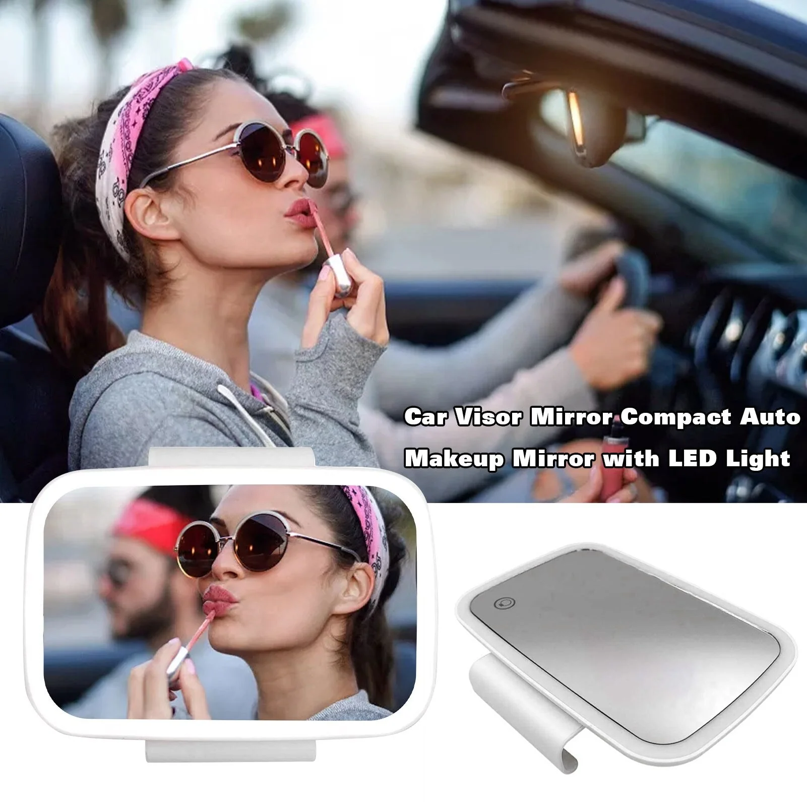 Universal LED Car Visor Makeup Mirror - Image 2