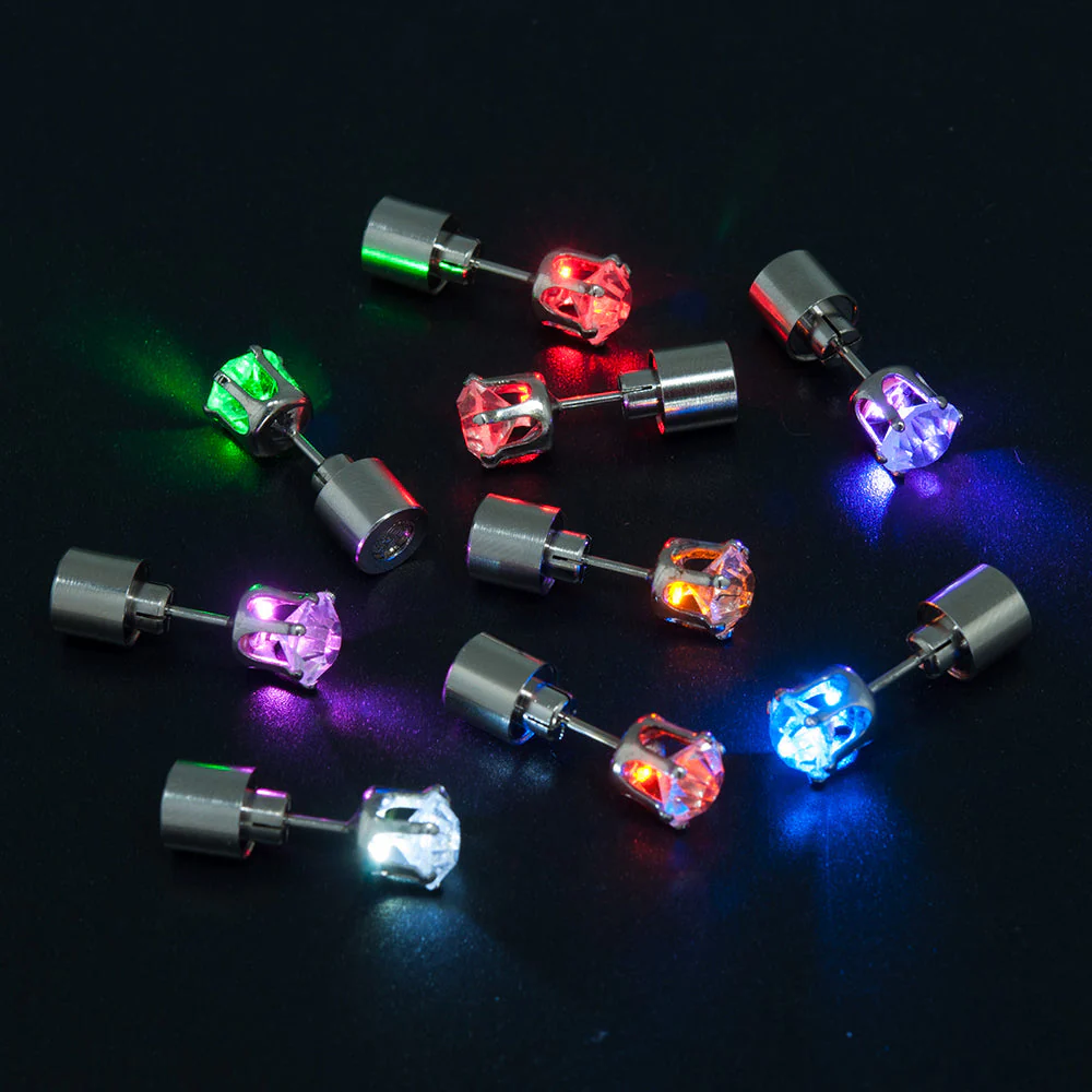 Korean Style LED Colorful Zircon Earrings - Image 1