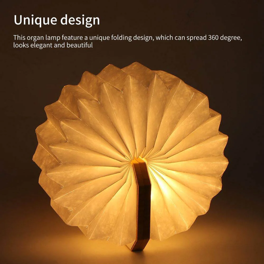 USB Rechargeable Retro Accordion Wooden LED Lamp - Image 2