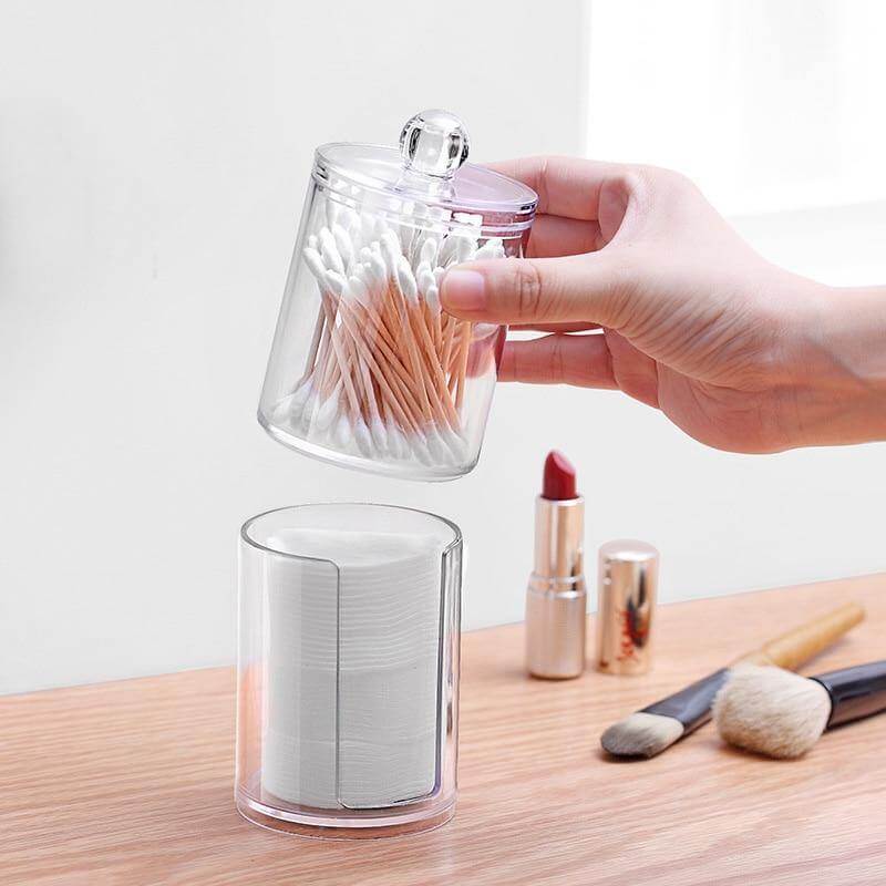 Transparent Round Style Makeup Cotton Box - Image 3