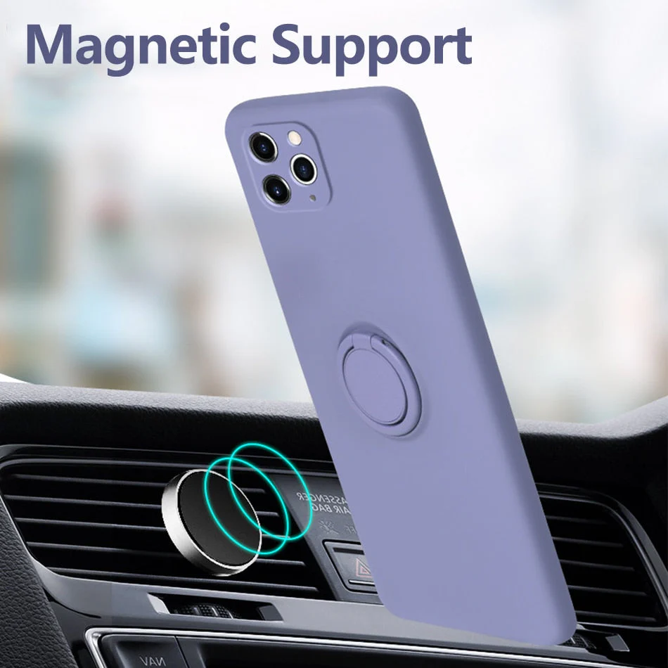 Silicone Case With Magnetic Ring Holder for iPhone - Image 3
