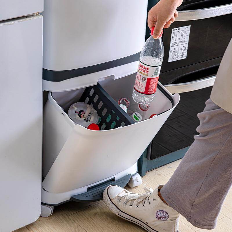 Large Double-Layer Garbage Can with Wheel - Image 2