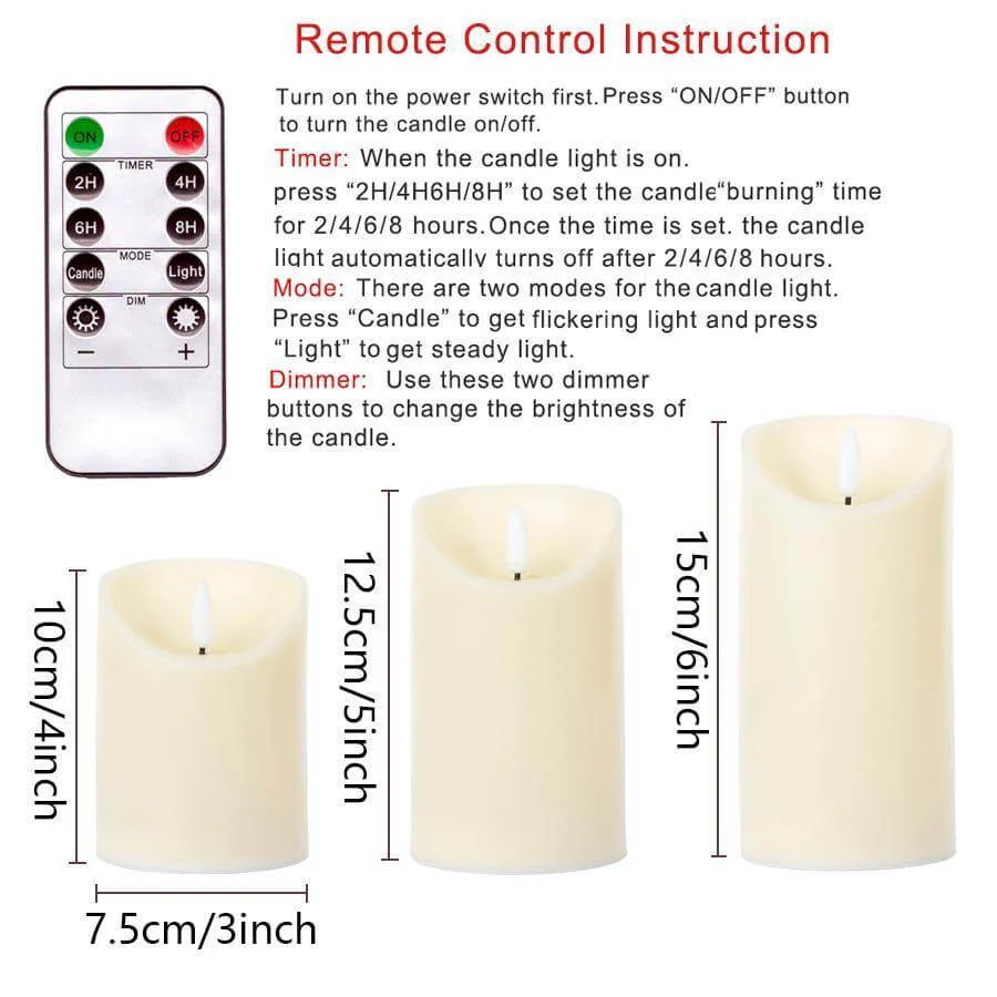 3pcs Remote Control LED Flameless Candle - Image 2